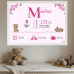 תעודת לידה מעוצבת לתינוקת - Rosey